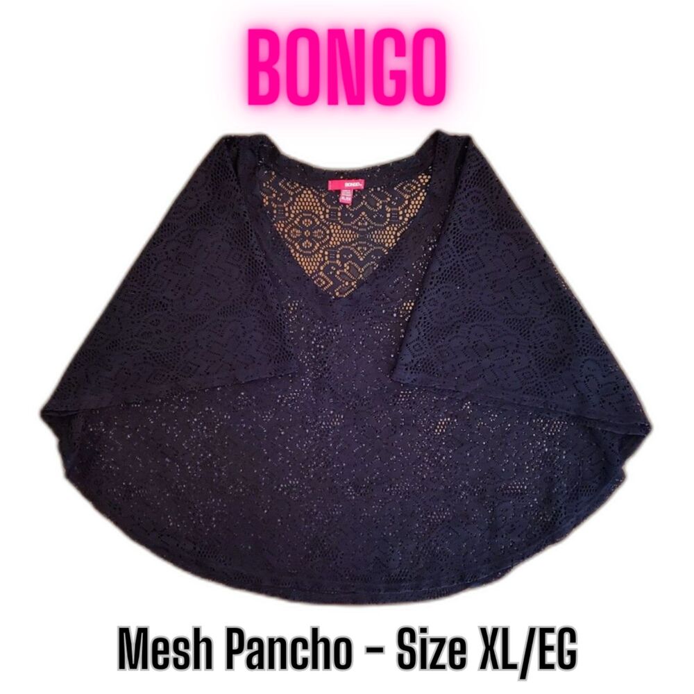 Bongo Women Pancho Mesh Lace Top Black Size XL/EG